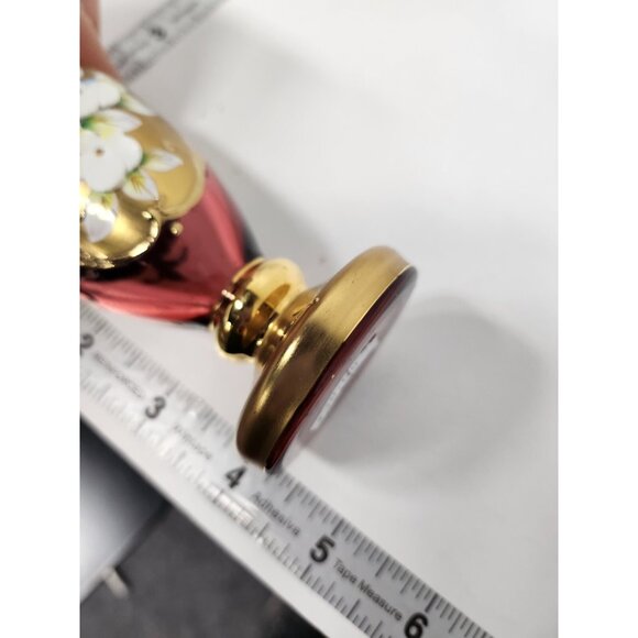 Vintage Bohemian Pink Glass Gold Overlay Floral Vase Raised Design Germany - Picture 9 of 10